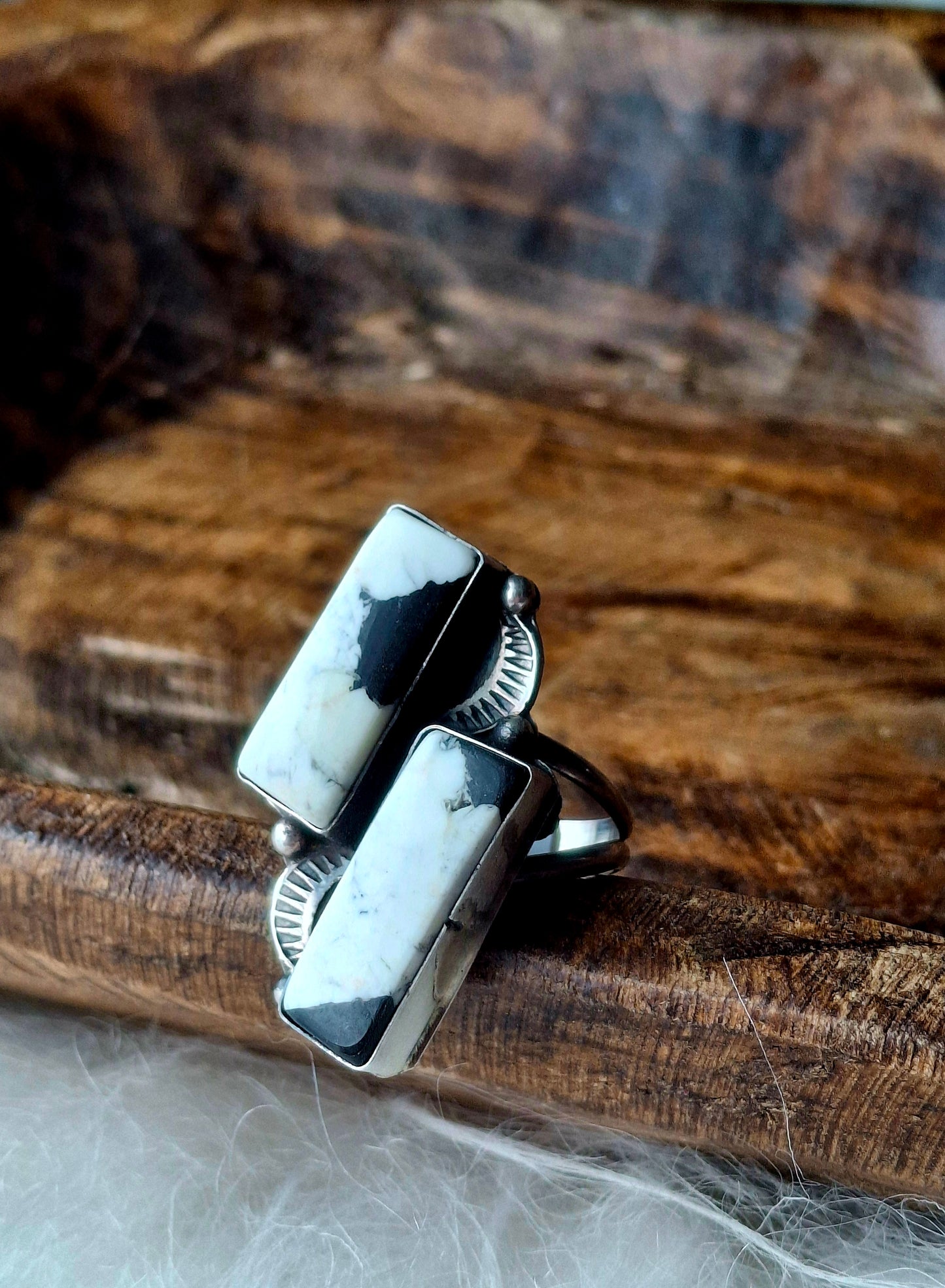White Buffalo Adjustable Ring