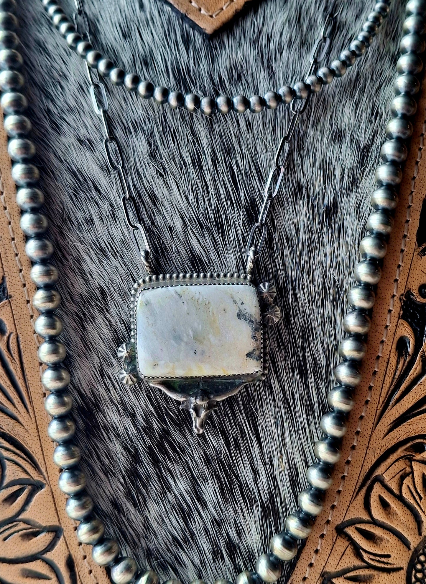 White Buffalo Longhorn Necklace