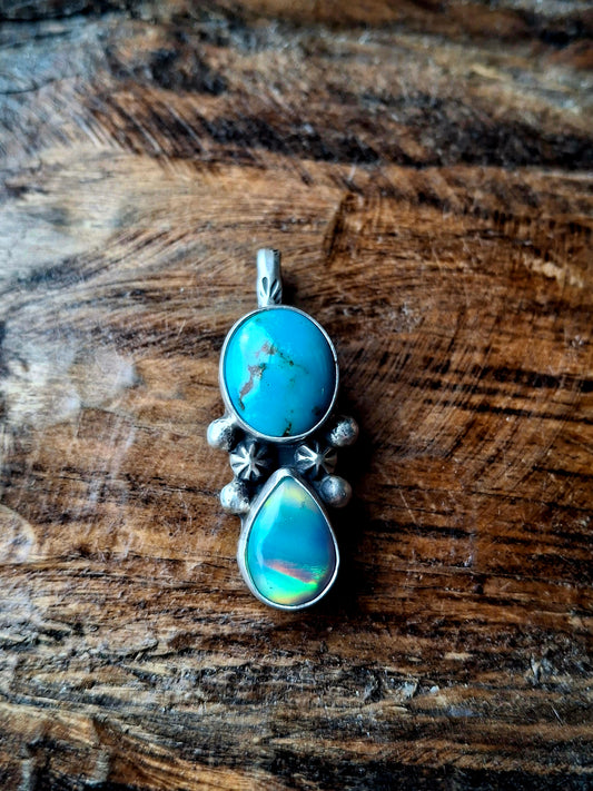 Kingman/Aurora Opal Shepherds Hook Pendant