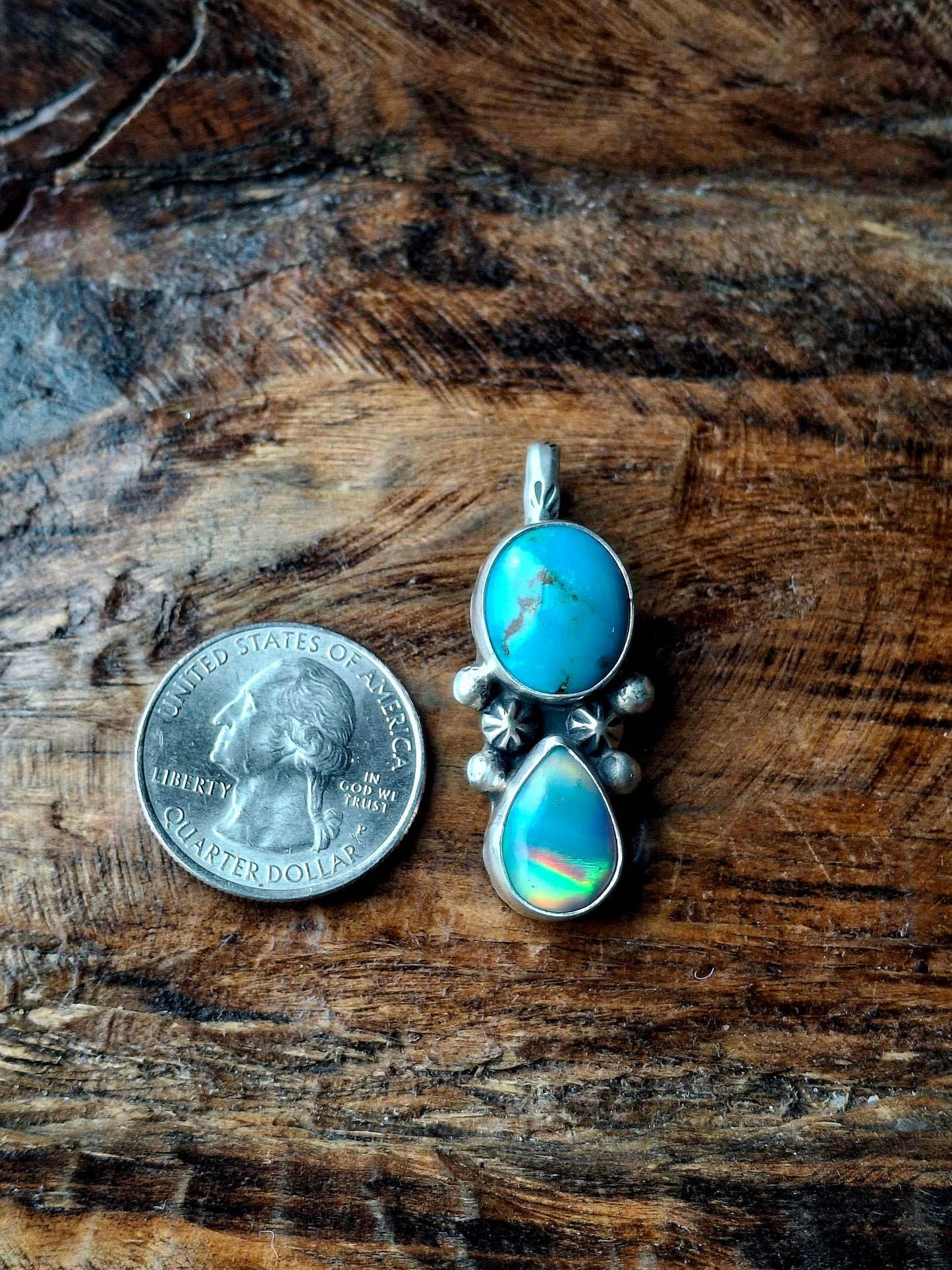 Kingman/Aurora Opal Shepherds Hook Pendant
