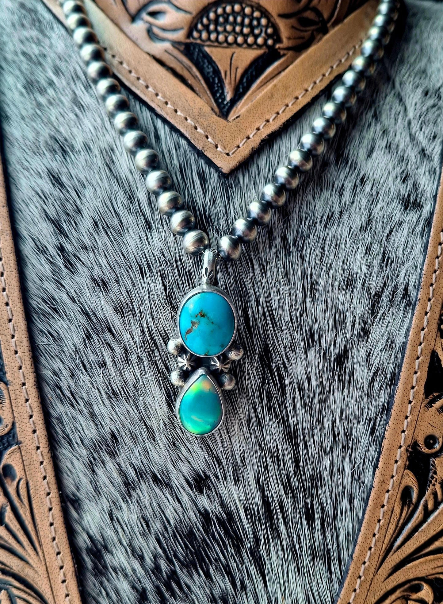 Kingman/Aurora Opal Shepherds Hook Pendant