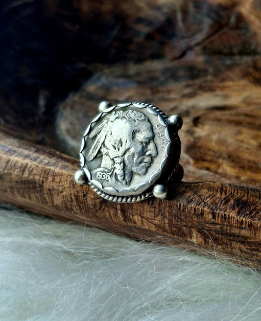 Indian Head Buffalo Nickel Adjustable Ring