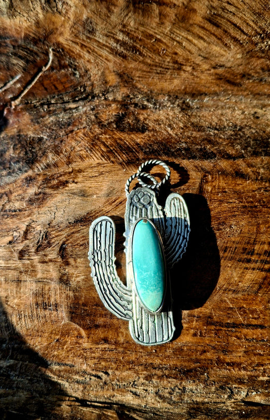 Fox Turquoise Cactus Pendant