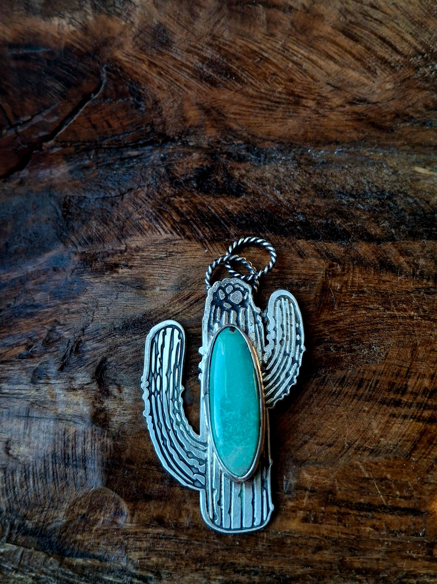 Fox Turquoise Cactus Pendant
