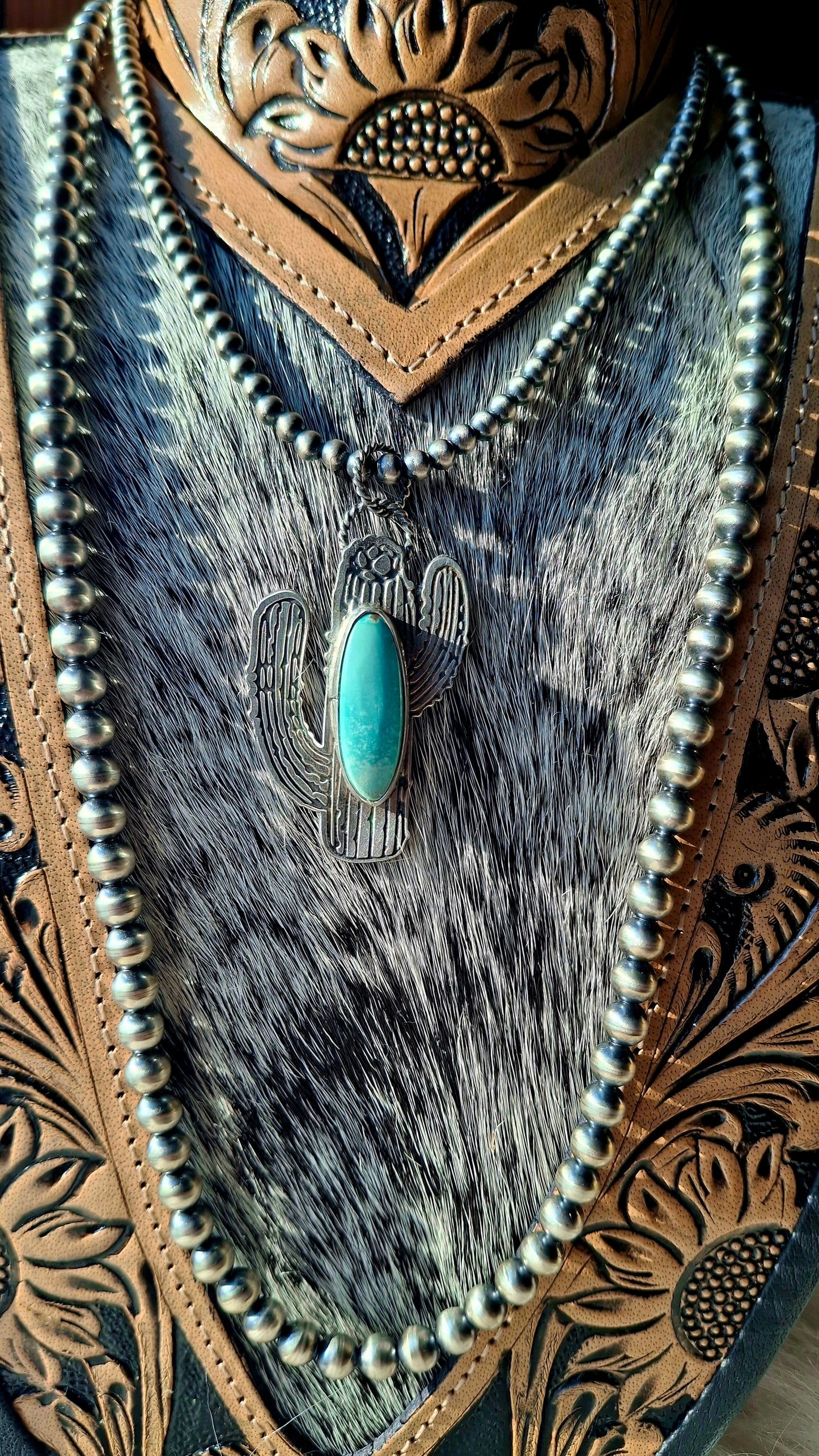 Fox Turquoise Cactus Pendant