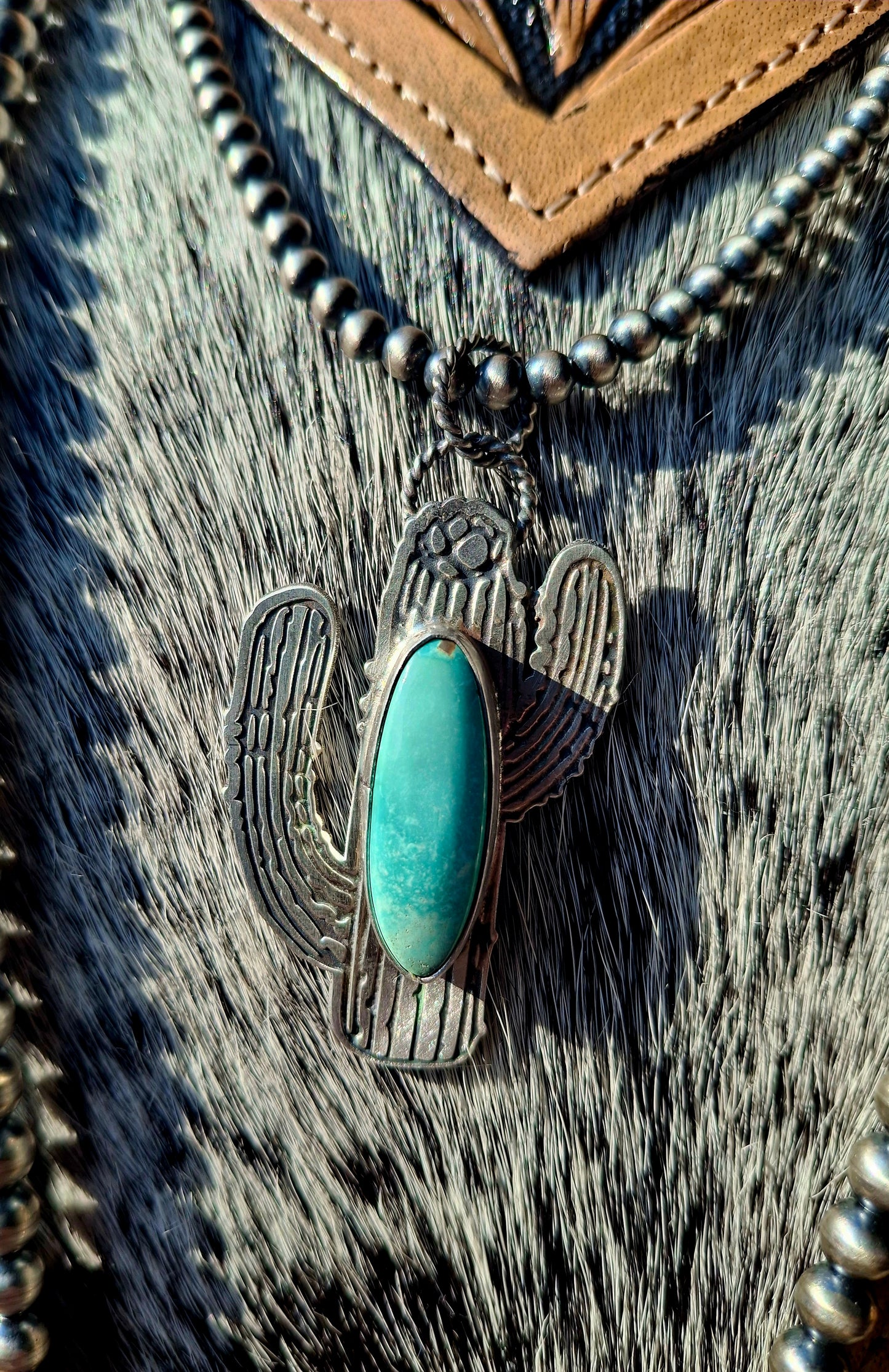 Fox Turquoise Cactus Pendant