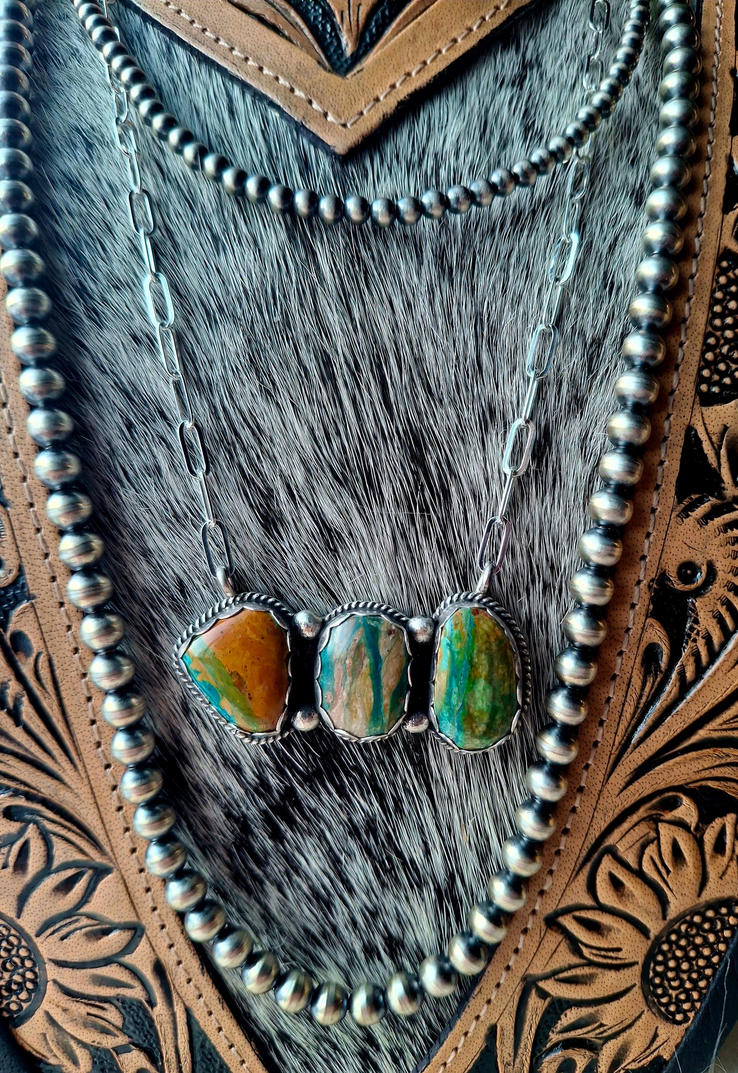 Blue Peruvian Opal Bar Necklace