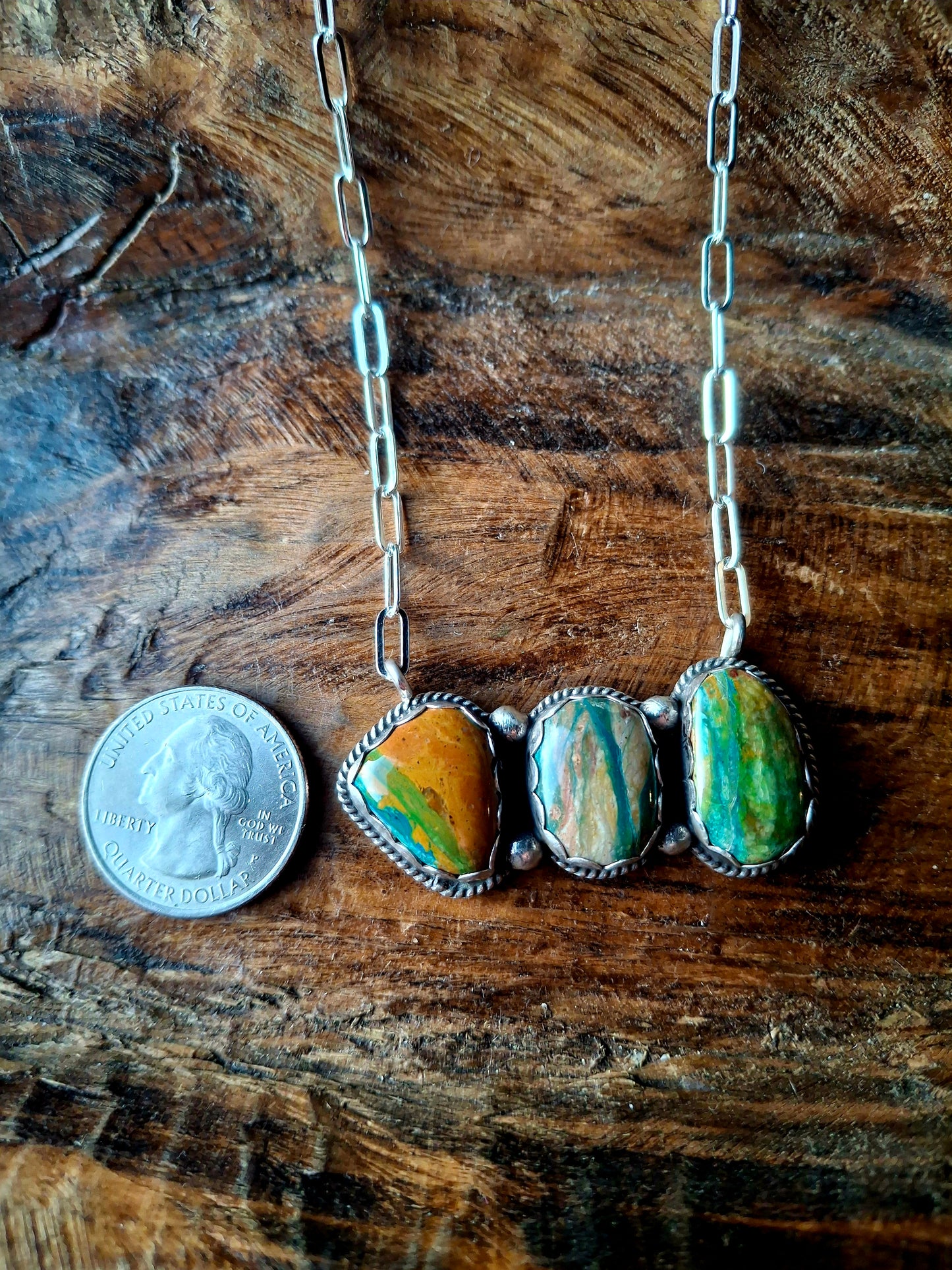 Blue Peruvian Opal Bar Necklace