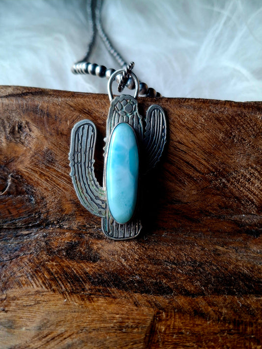 Larimar Cactus Pendant