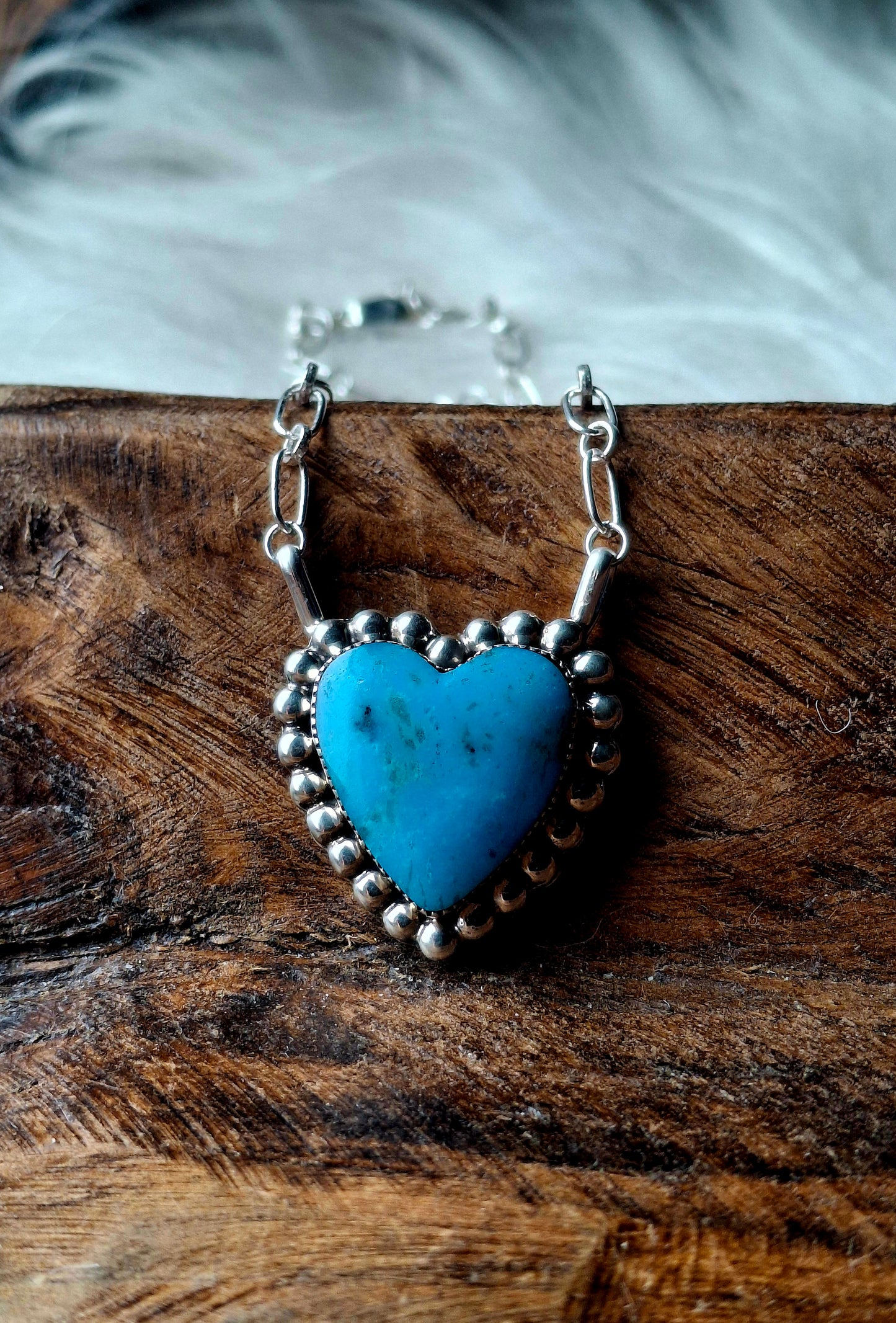 Blue Kingman Heart Necklace