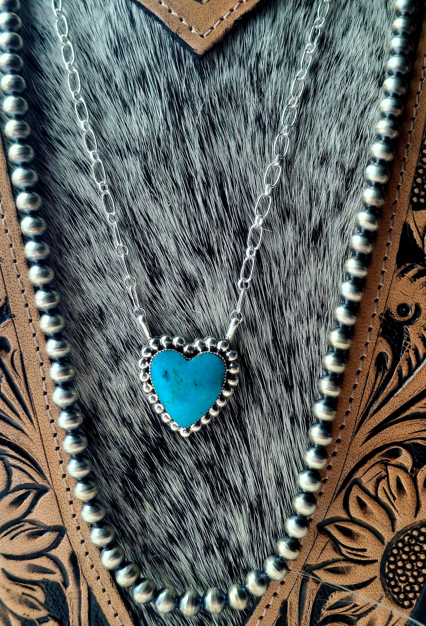 Blue Kingman Heart Necklace