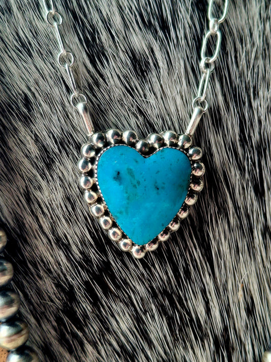 Blue Kingman Heart Necklace