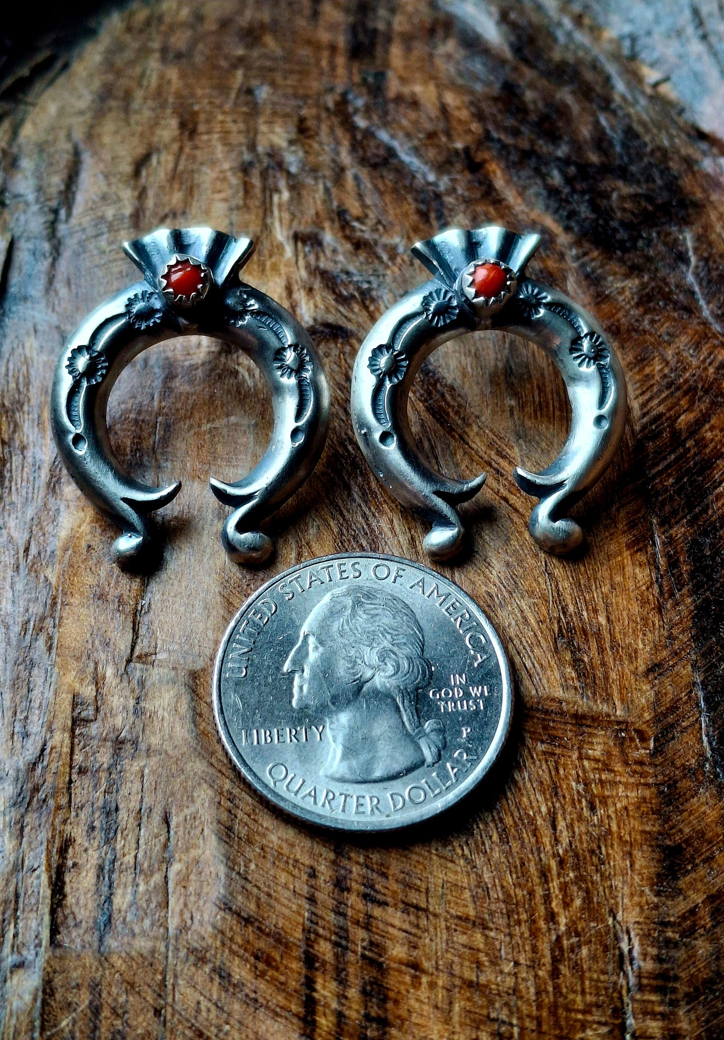 Red Coral Naja Studs