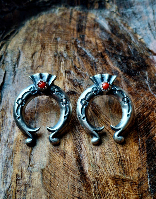 Red Coral Naja Studs