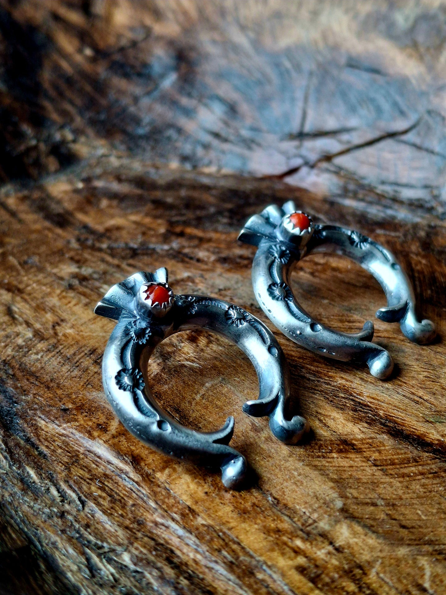 Red Coral Naja Studs