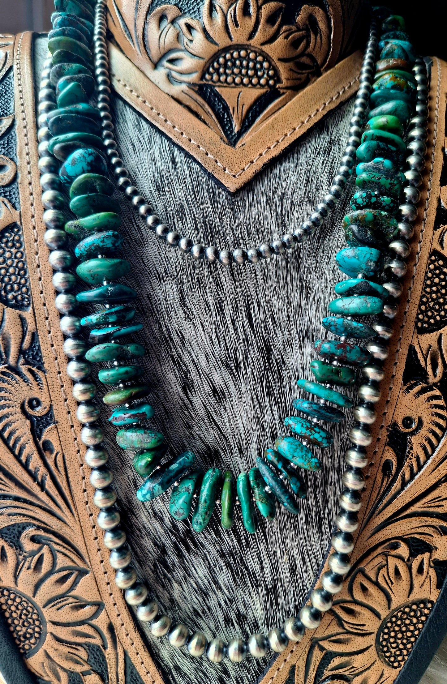 Mixed Turquoise Slab Necklace