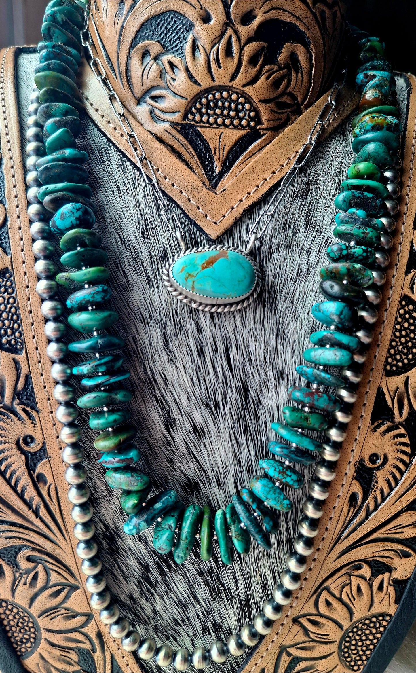 Mixed Turquoise Slab Necklace