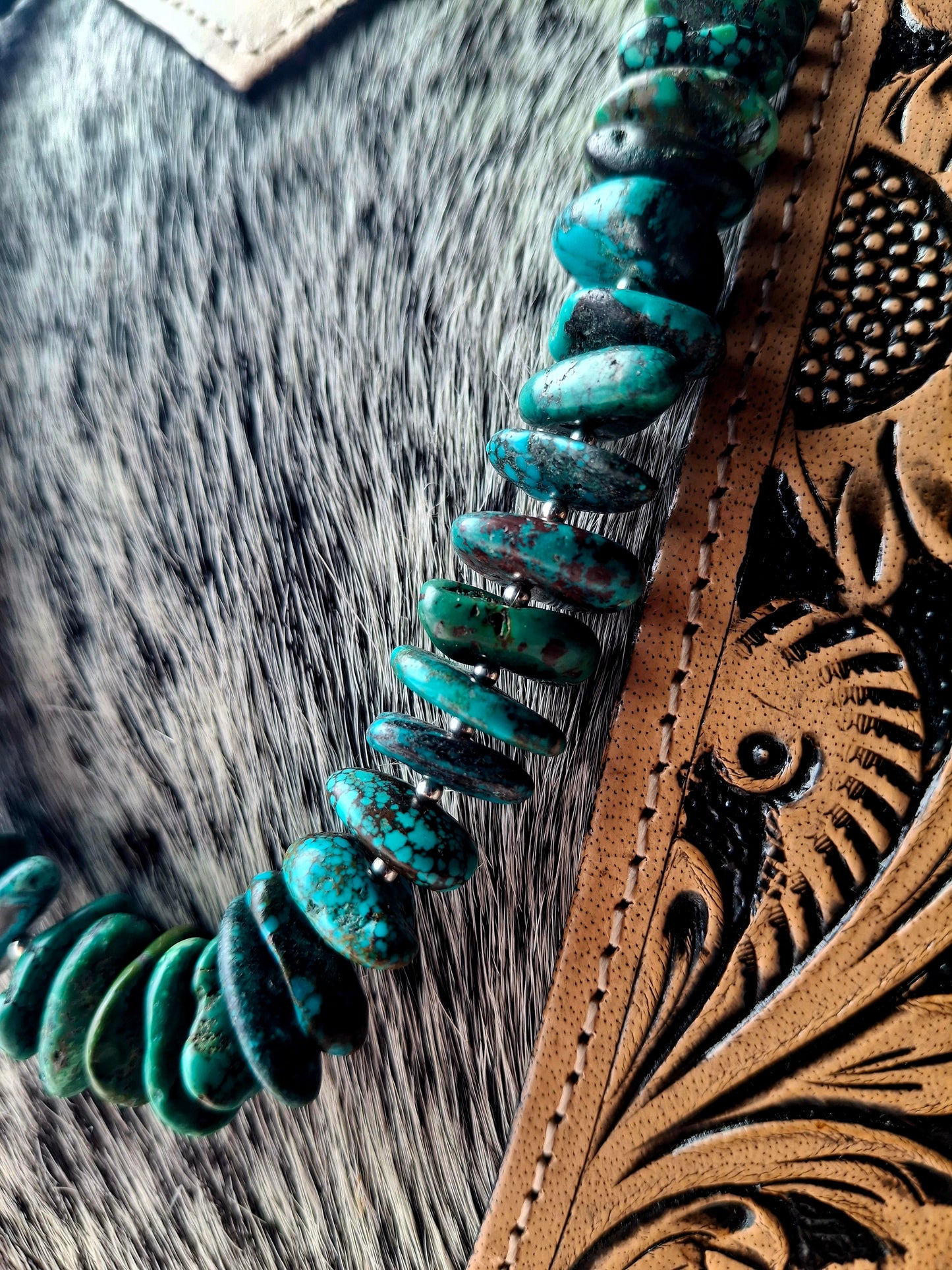 Mixed Turquoise Slab Necklace