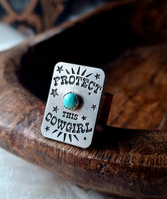 Kingman "Protect This Cowgirl" Ring/Wild Rag Slide