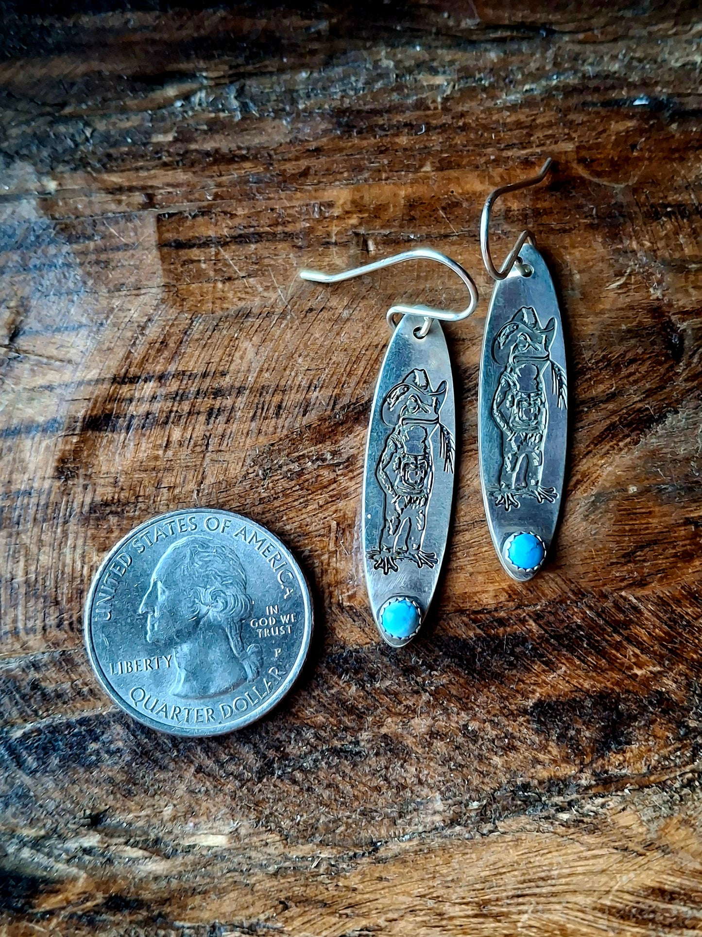 Golden Hills Cowboy Frog Earrings