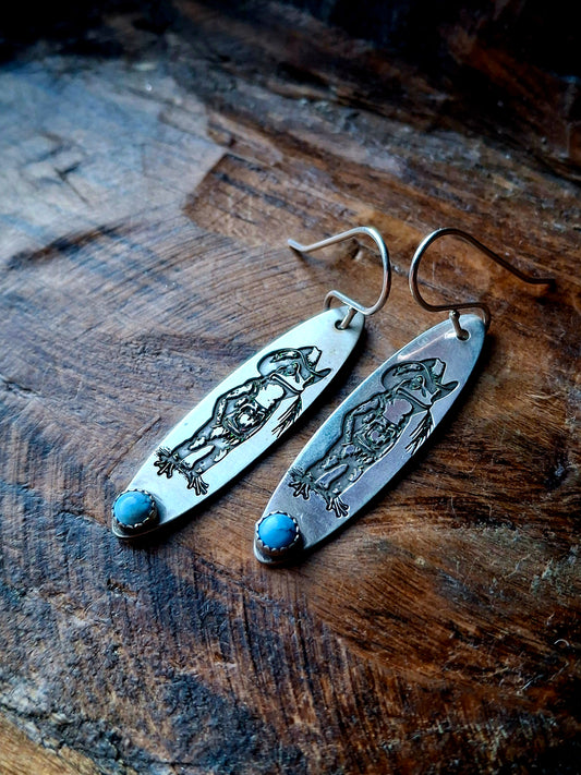 Golden Hills Cowboy Frog Earrings