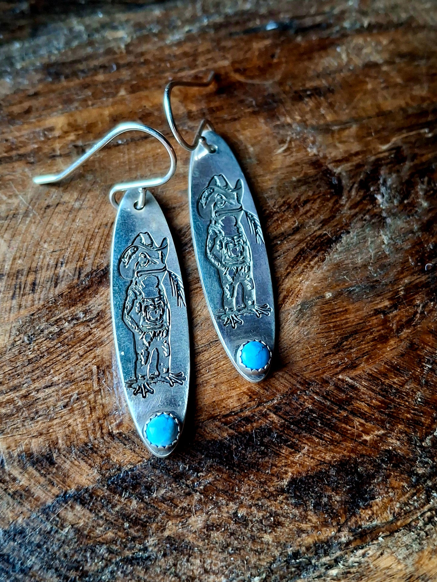 Golden Hills Cowboy Frog Earrings