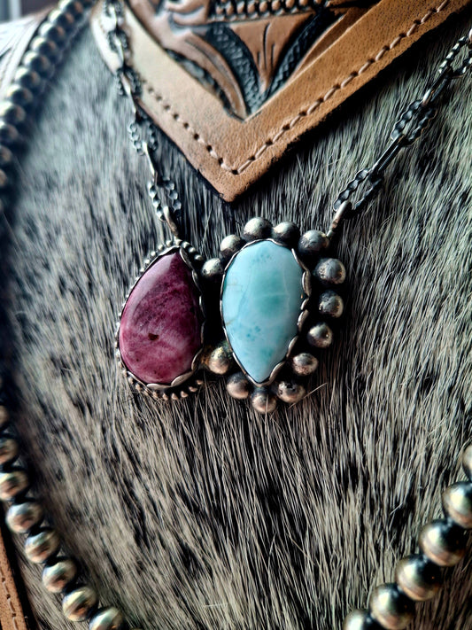 Purple Spiny/Larimar Necklace