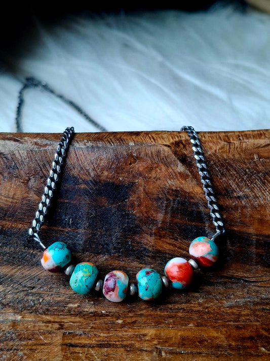 Spiny Mix Necklace on Cuban Chain