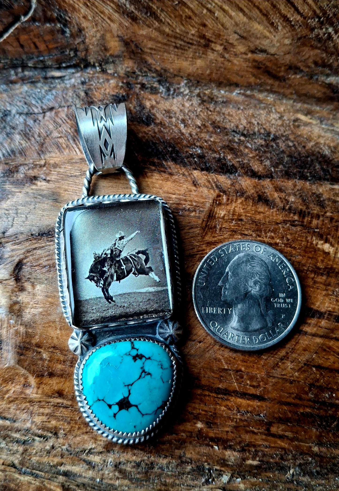 Bamboo Turquoise Bronc Pendant