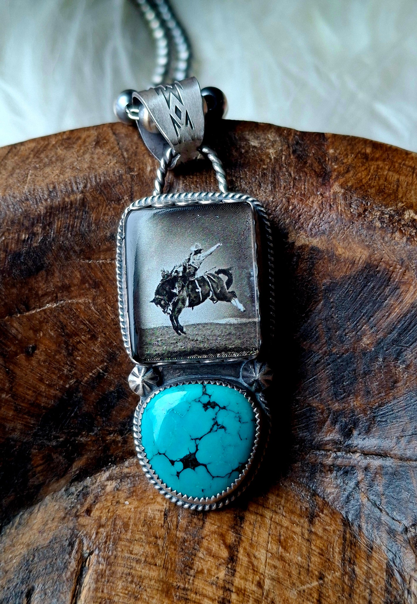 Bamboo Turquoise Bronc Pendant