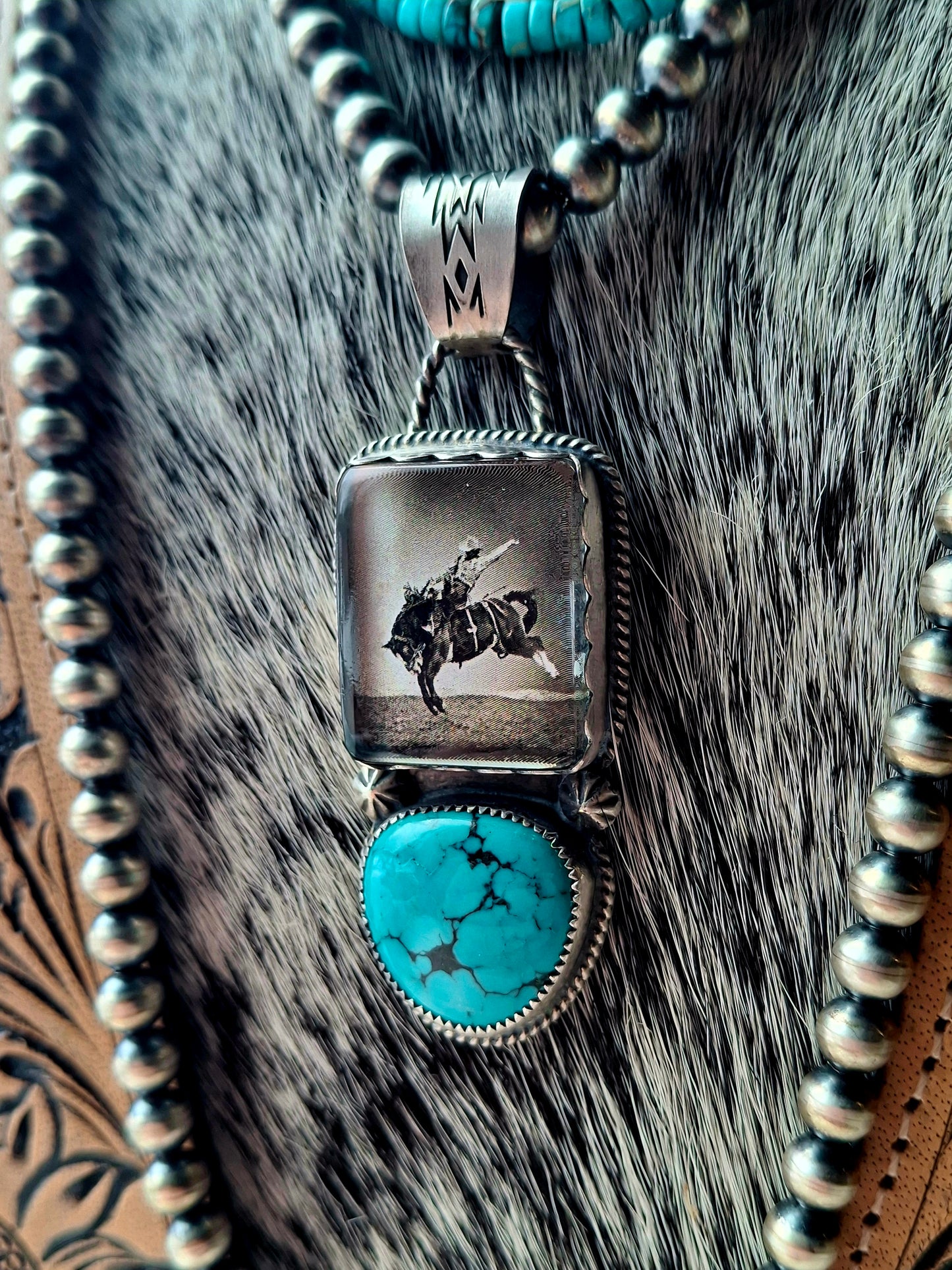 Bamboo Turquoise Bronc Pendant