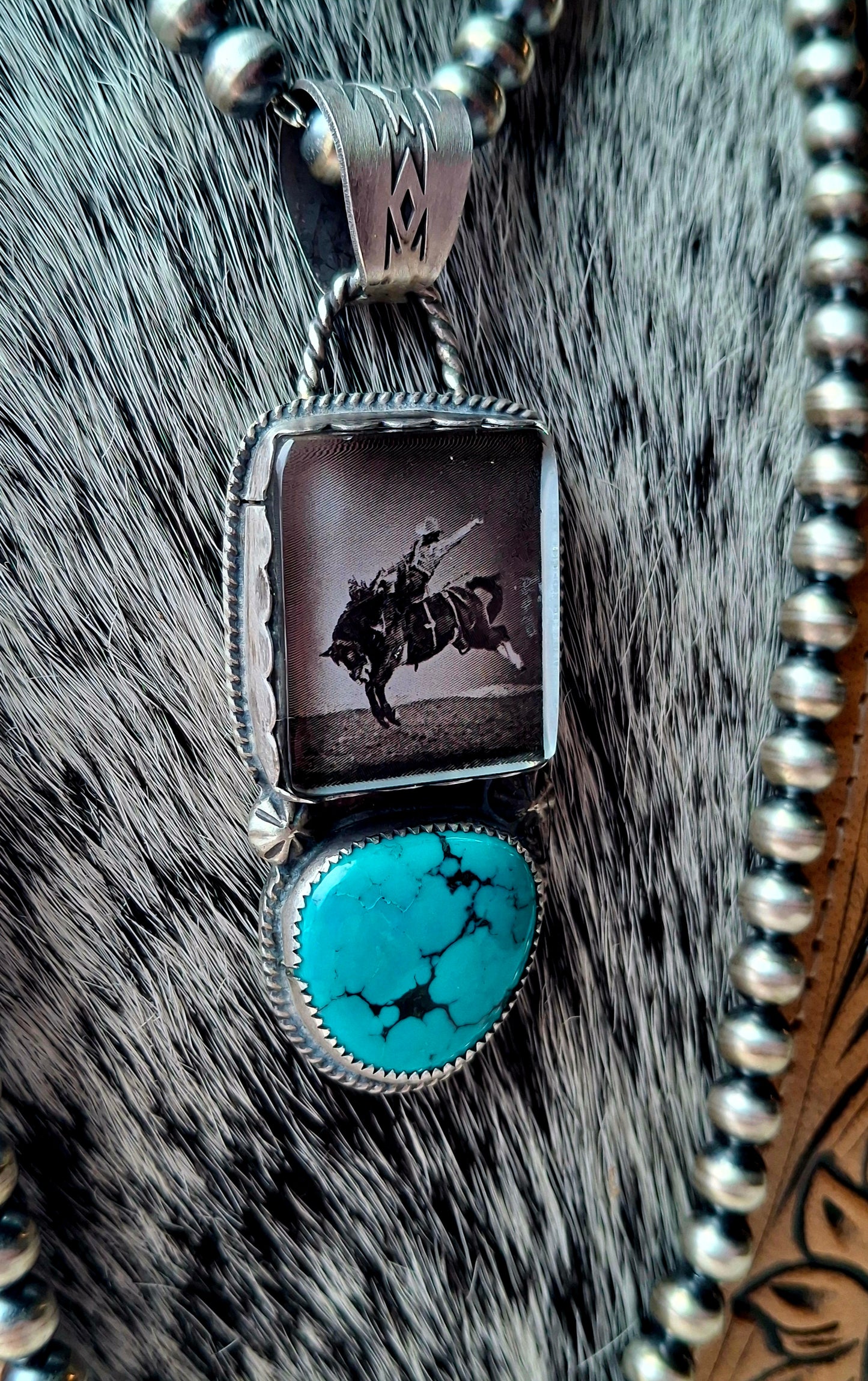 Bamboo Turquoise Bronc Pendant