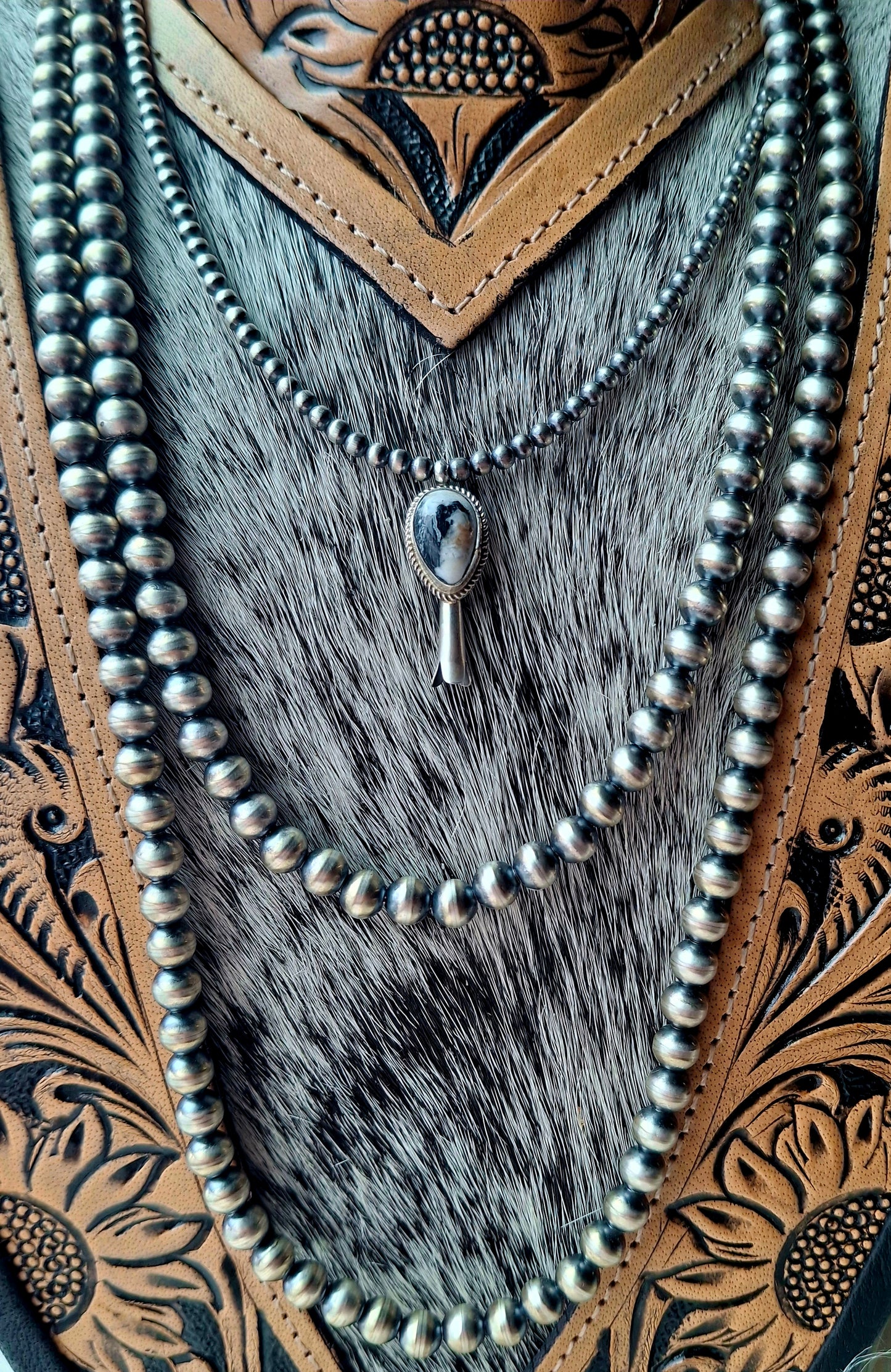 Small White Buffalo Blossom on Pearls