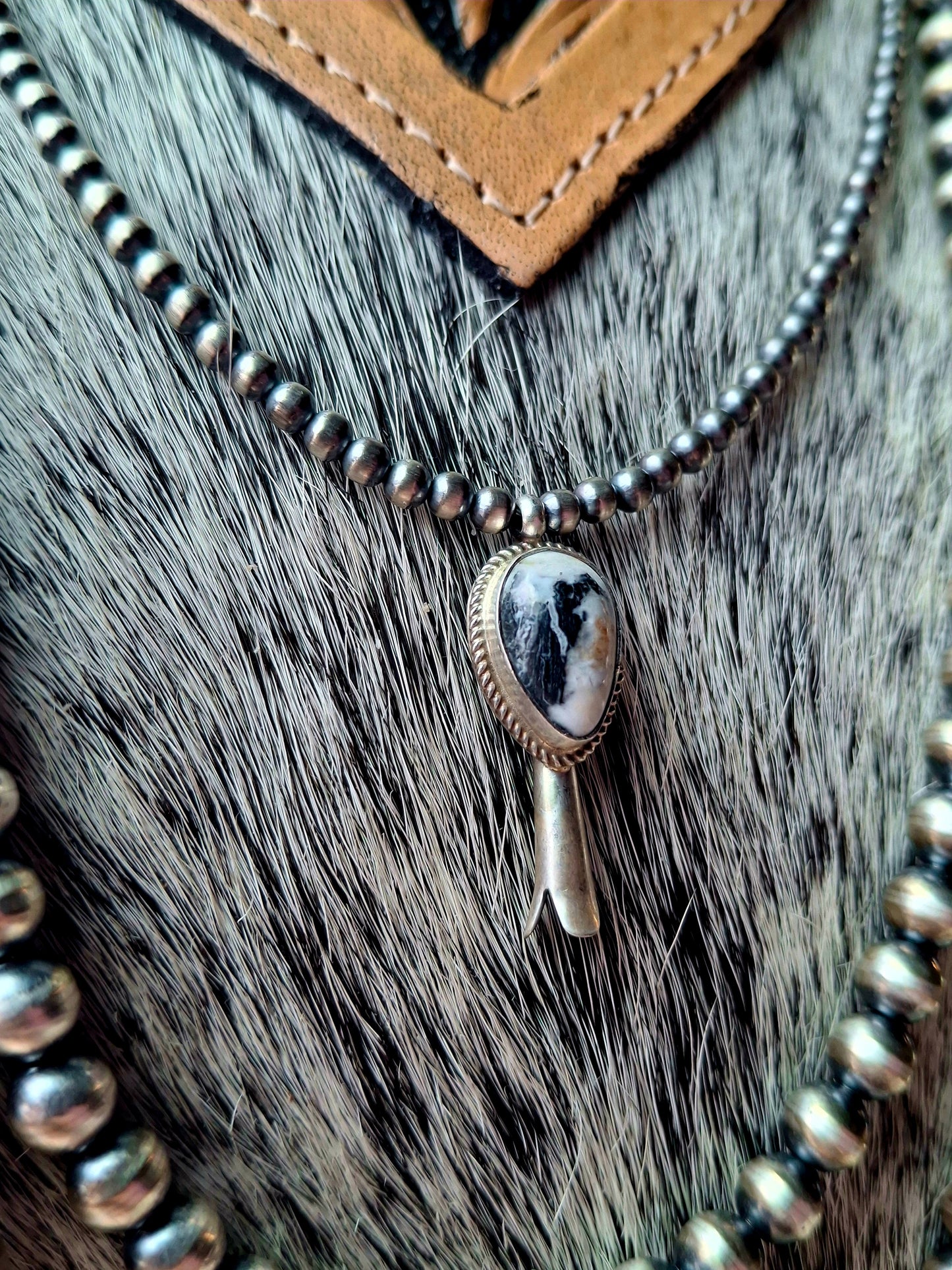 Small White Buffalo Blossom on Pearls
