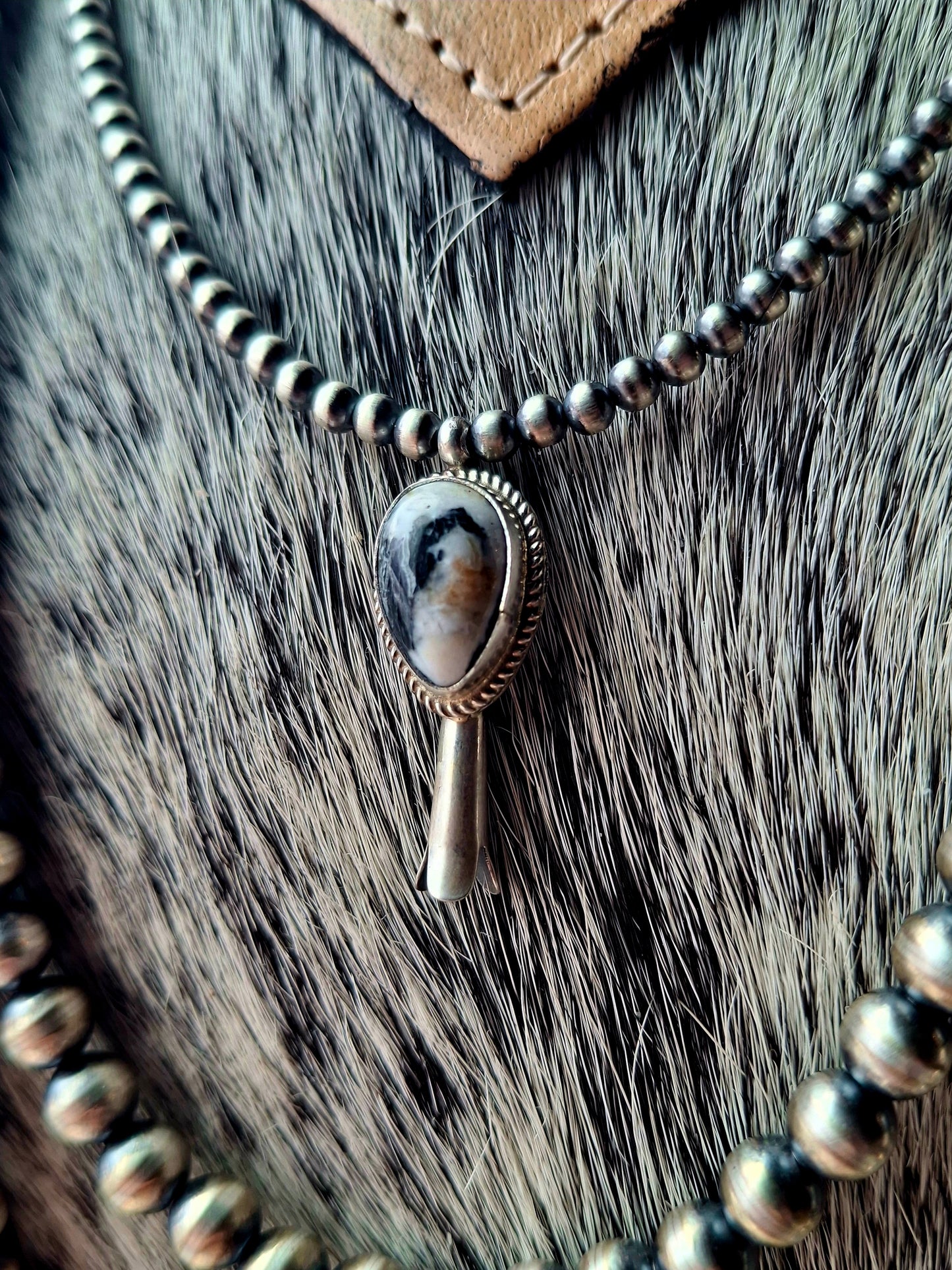 Small White Buffalo Blossom on Pearls