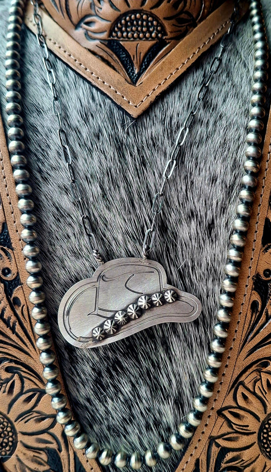 Sterling Cowboy Hat Necklace