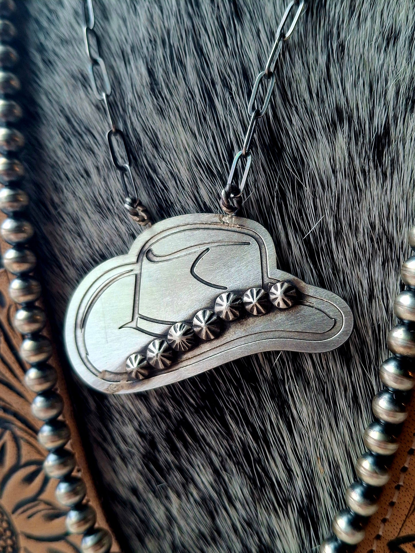 Sterling Cowboy Hat Necklace
