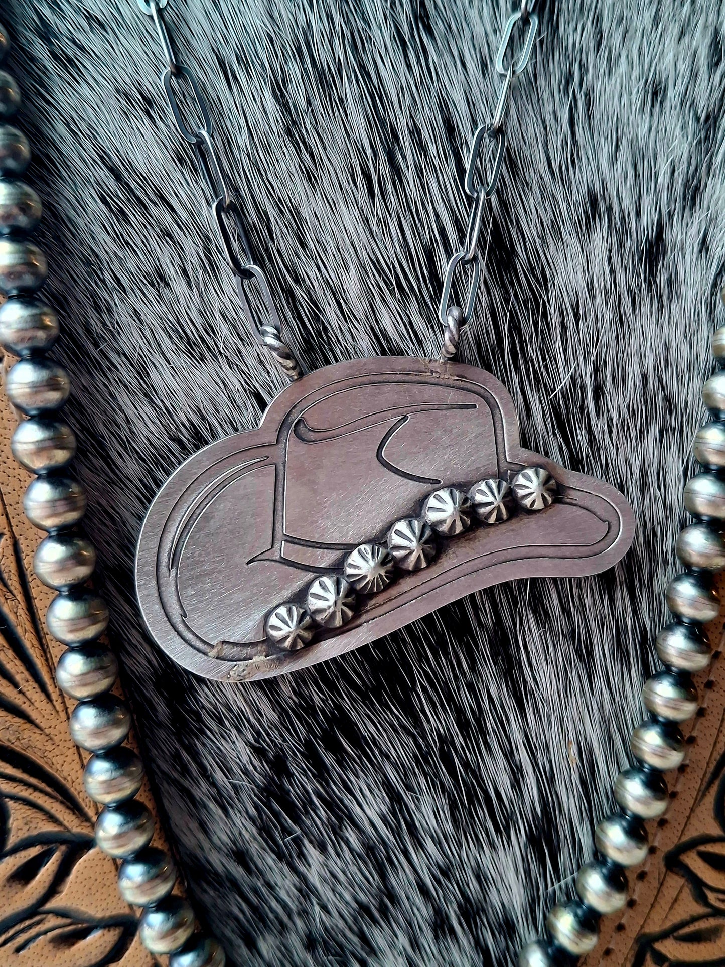 Sterling Cowboy Hat Necklace