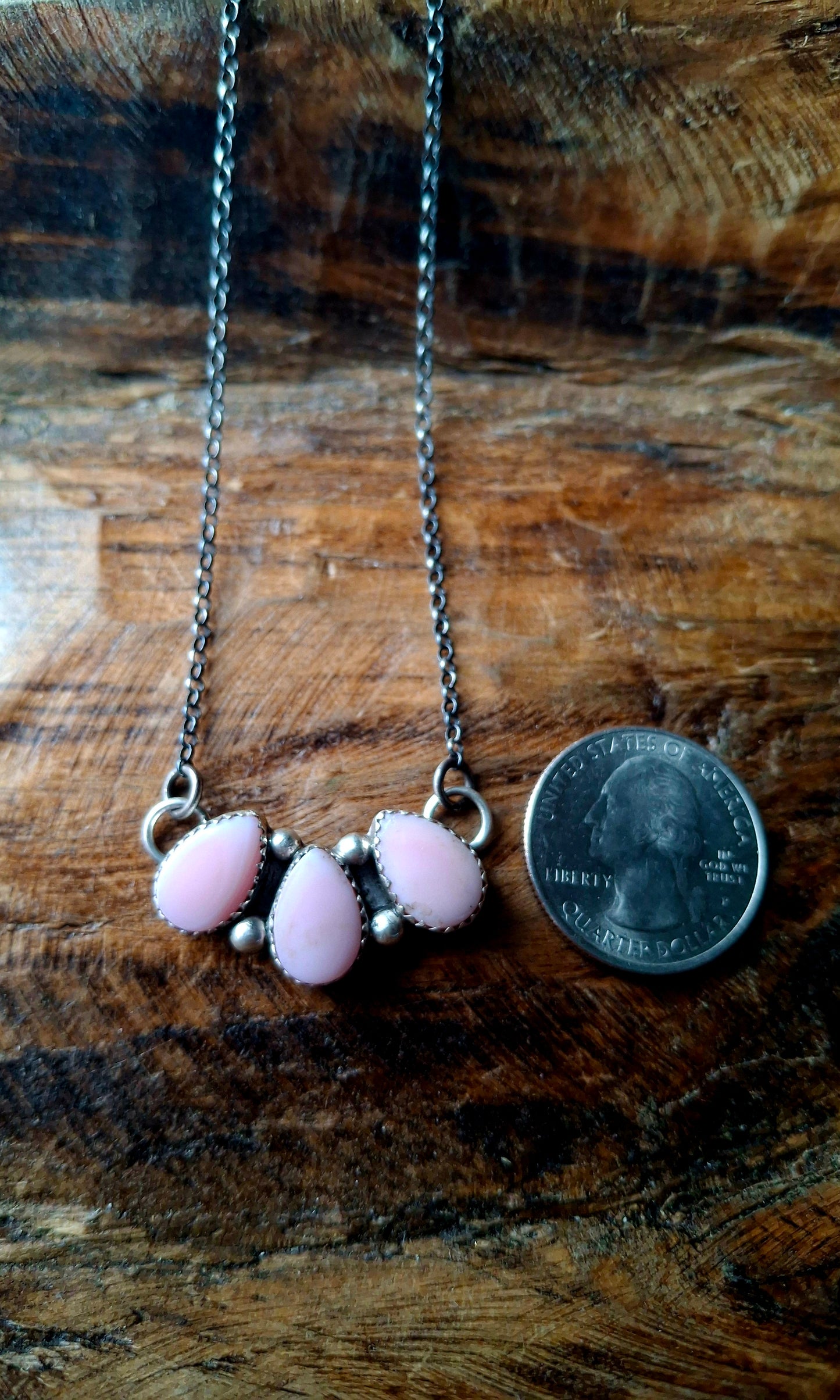Pink Conch 3-Stone Necklace