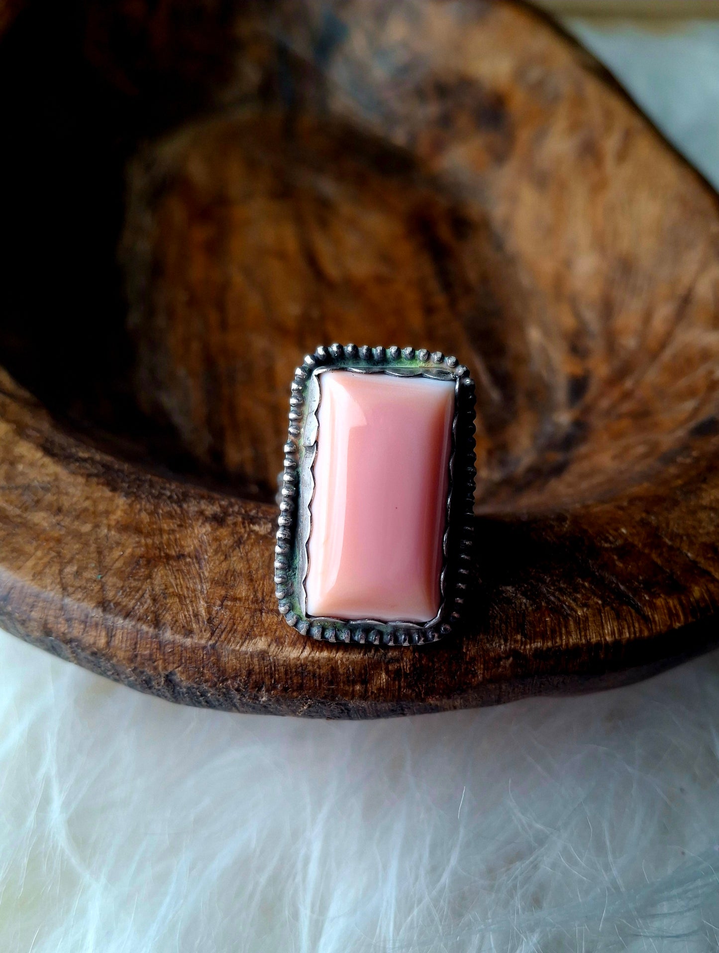 Pink Conch Adjustable Ring