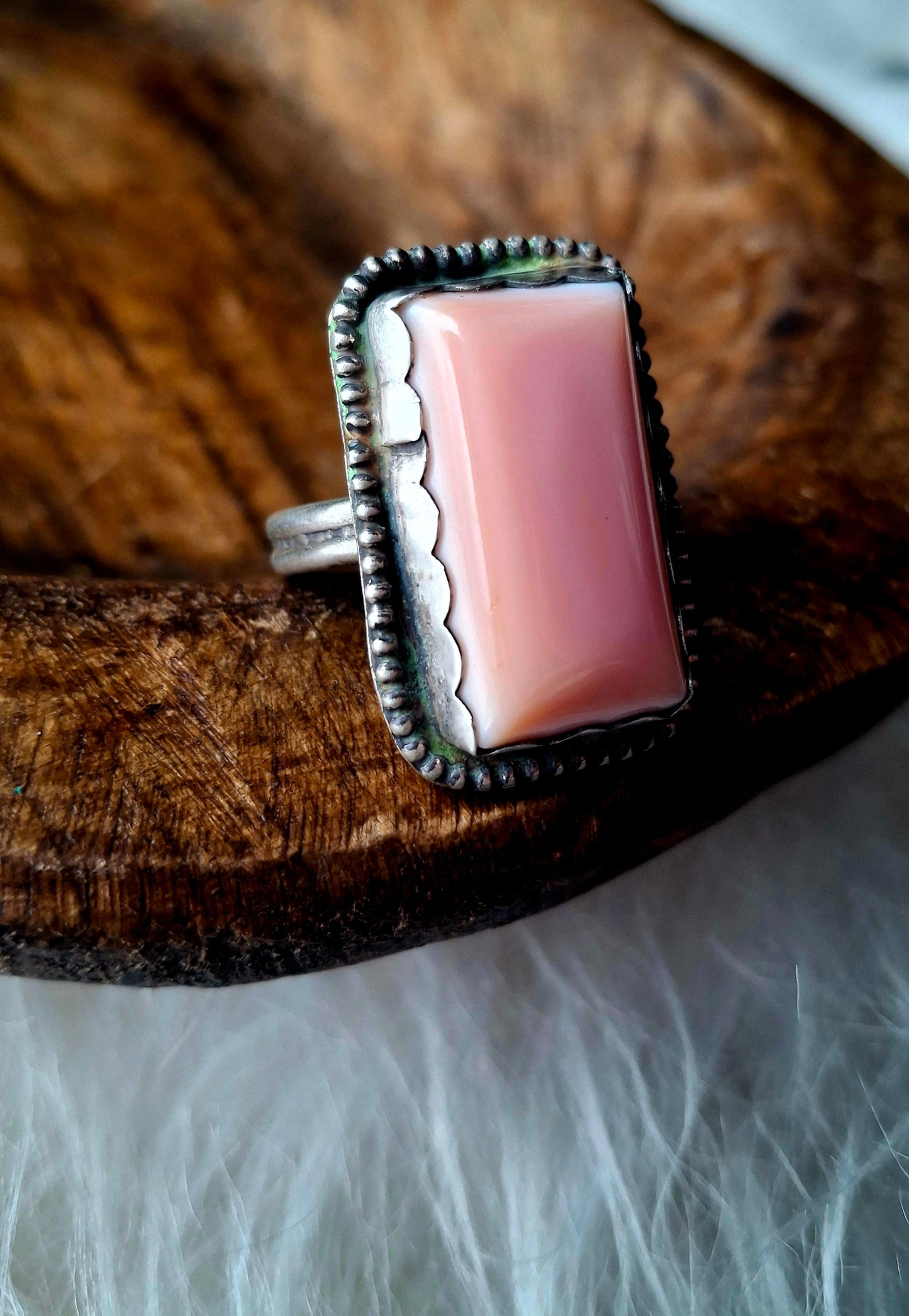 Pink Conch Adjustable Ring