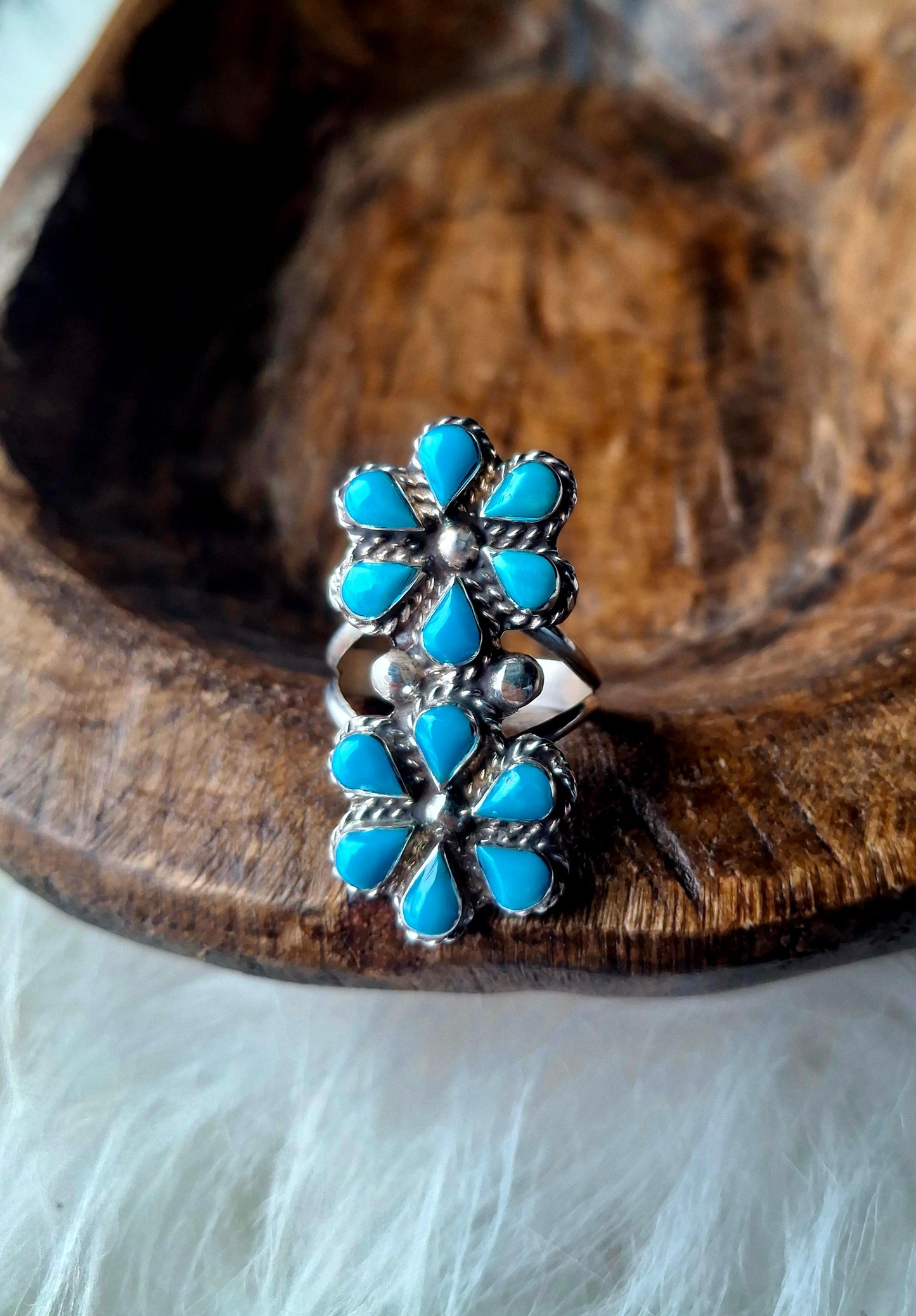 Kingman Zuni Double Flower Necklace