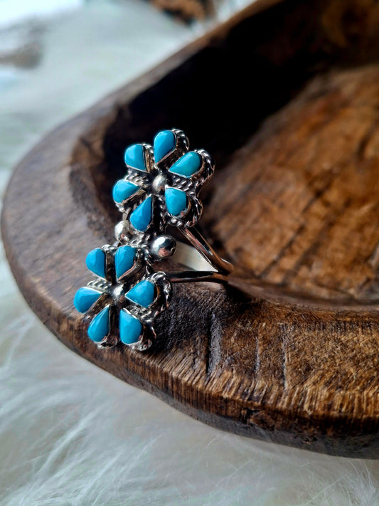 Kingman Zuni Double Flower Necklace