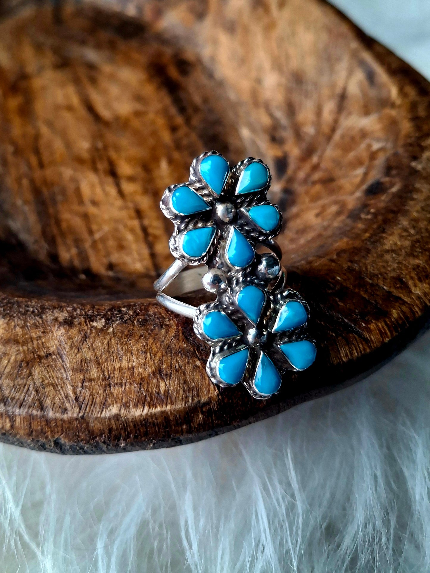 Kingman Zuni Double Flower Necklace
