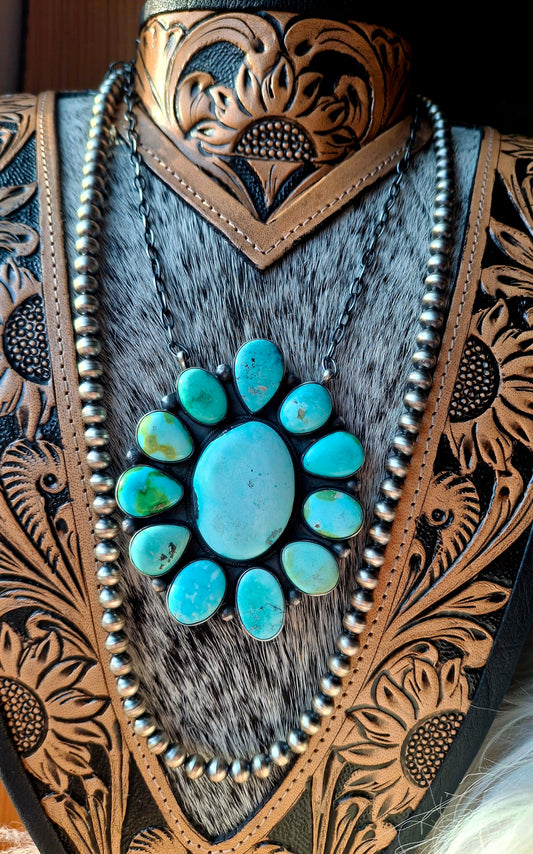 Jumbo Mixed Turquoise Cluster Necklace