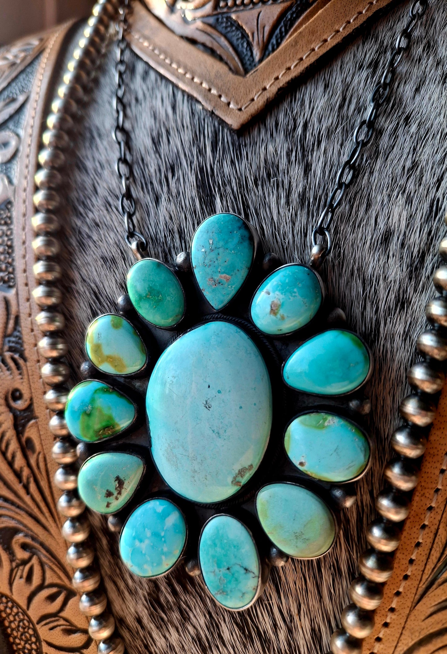 Jumbo Mixed Turquoise Cluster Necklace