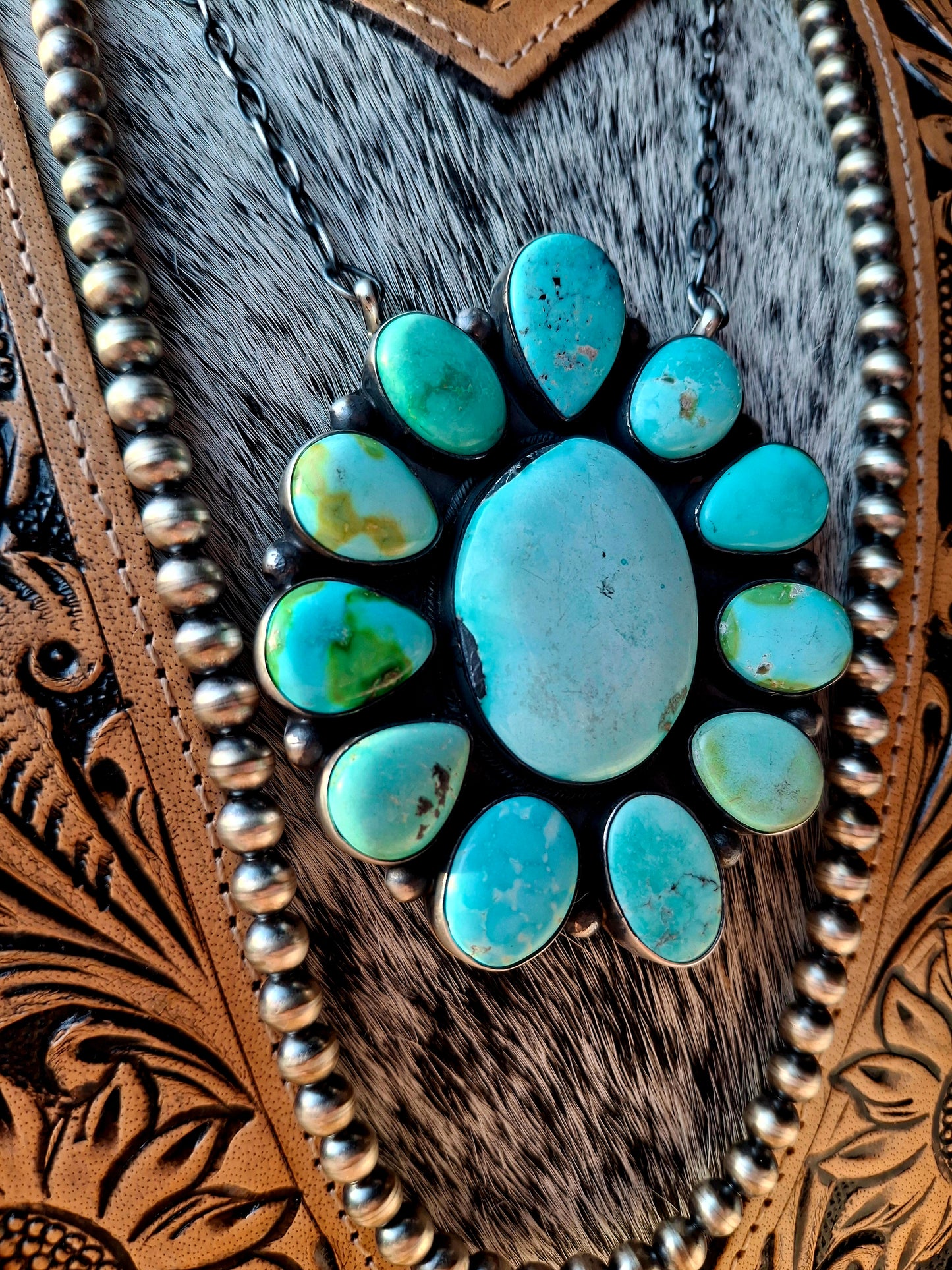 Jumbo Mixed Turquoise Cluster Necklace