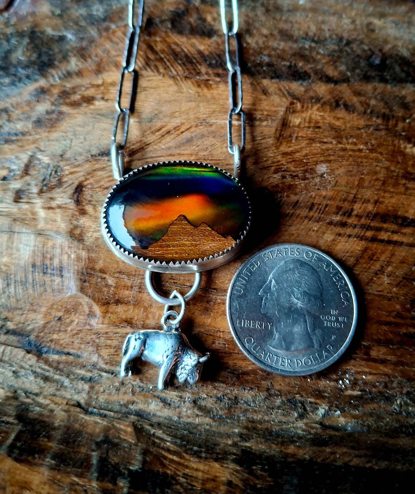 Aurora Opal Bison Necklace