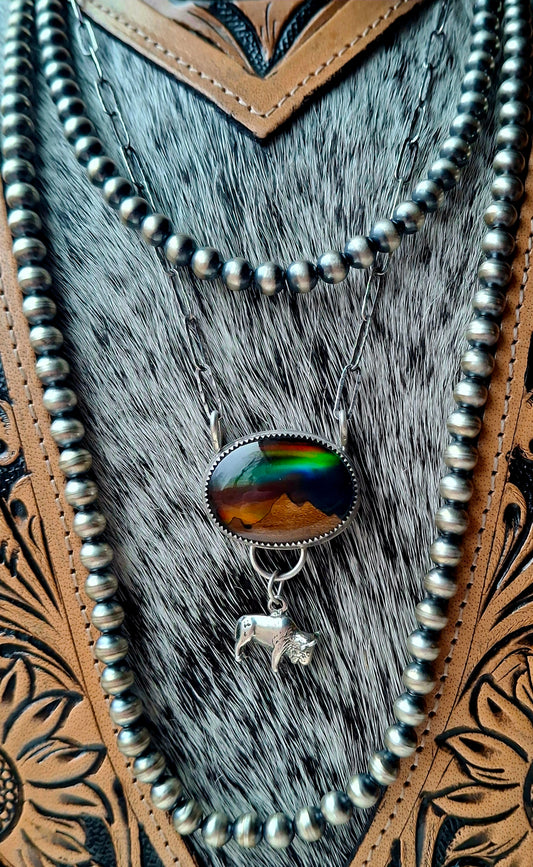 Aurora Opal Bison Necklace