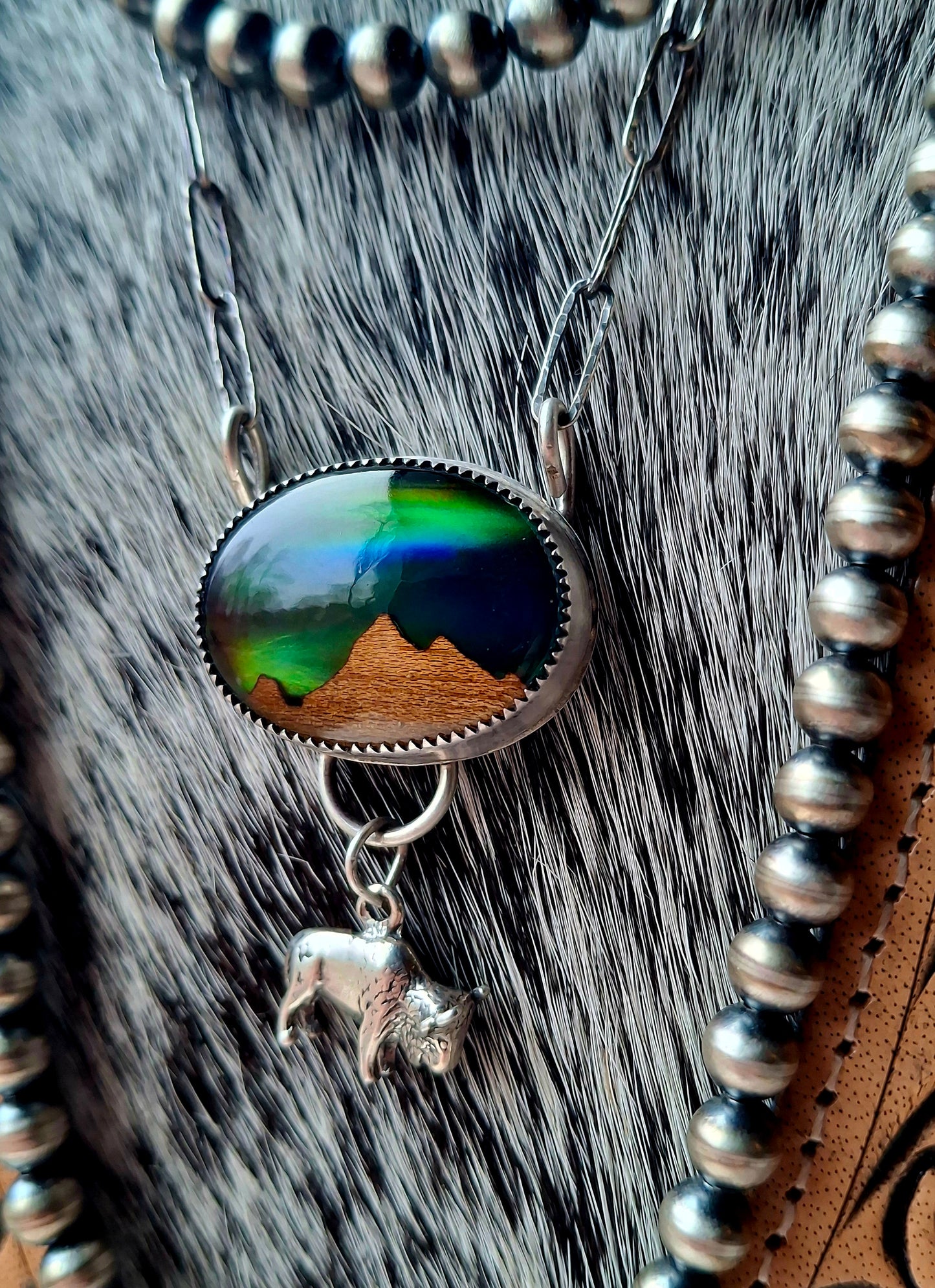 Aurora Opal Bison Necklace
